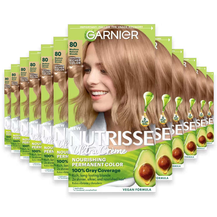 Garnier Nutrisse Ultra Crème Permanent Hair Color Kit, #80 Medium Natural Blonde - 12 Pack | Garnier - Pre Order