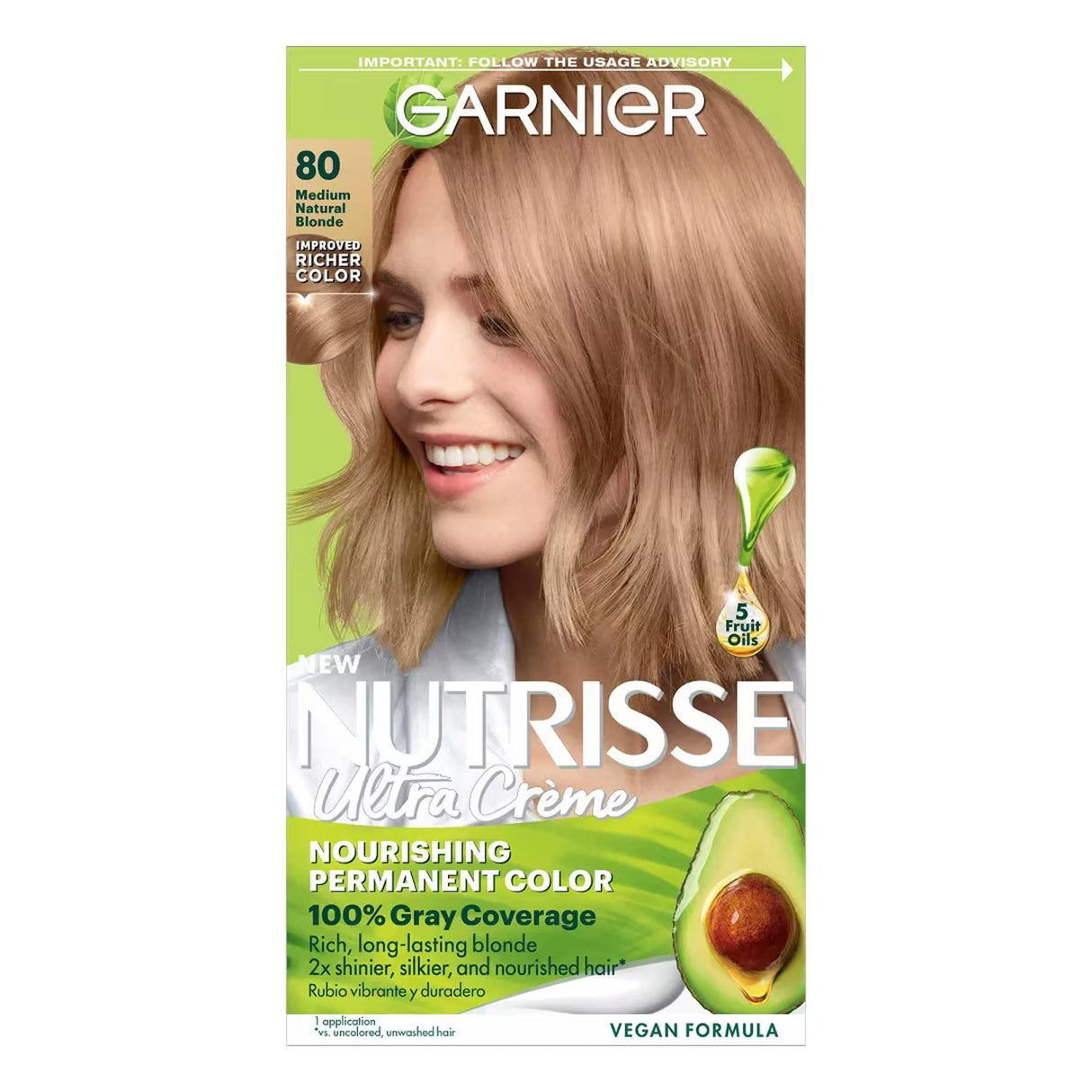 Garnier Nutrisse Ultra Crème Permanent Hair Color Kit, #80 Medium Natural Blonde - 12 Pack