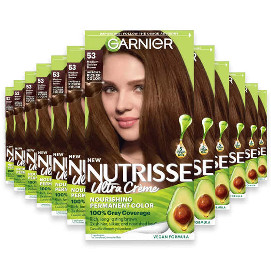 Garnier Nutrisse Ultra Crème Permanent Hair Color Kit, #53 Medium Golden Brown - 12 Pack | Garnier - Nutrisse