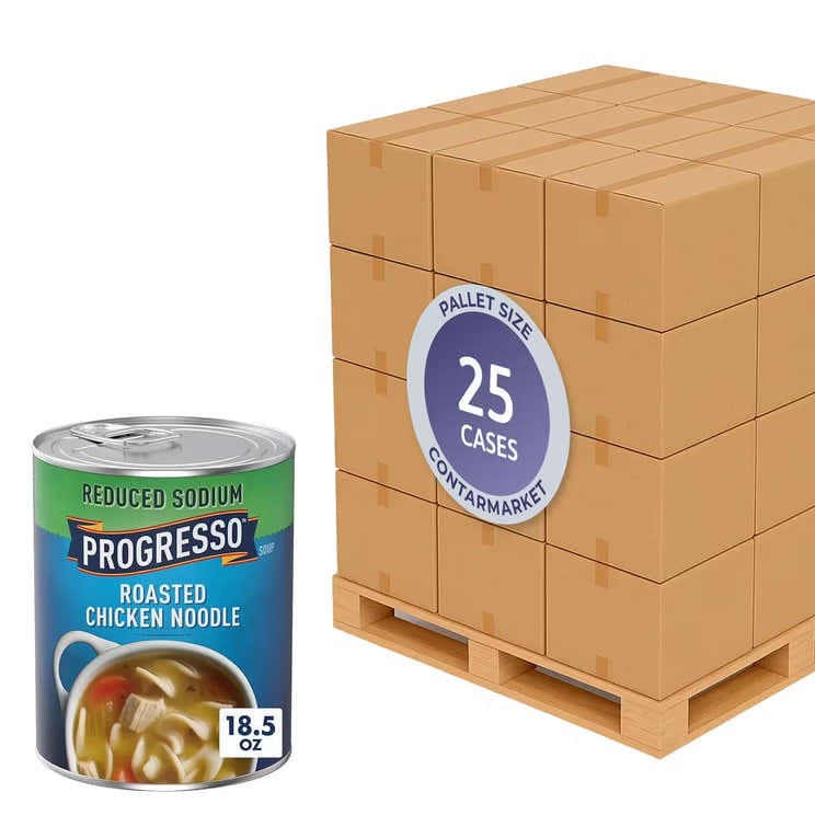 Progresso Soup Reduced Sodium Chicken Noodle 18.5 fl oz – 12 Pack - 25 cases pallet | Progresso - Pallets