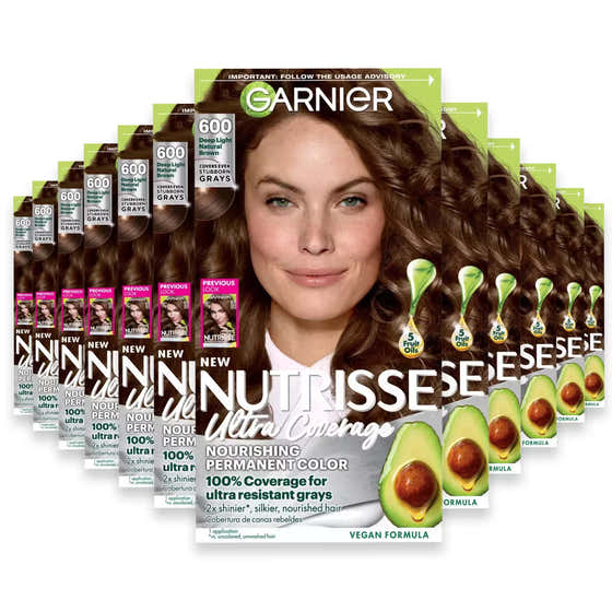 Garnier Nutrisse Ultra Coverage Permanent Hair Color Kit, #600 Ultimate Light Natural Brown - 12 Pack | Garnier - Nutrisse