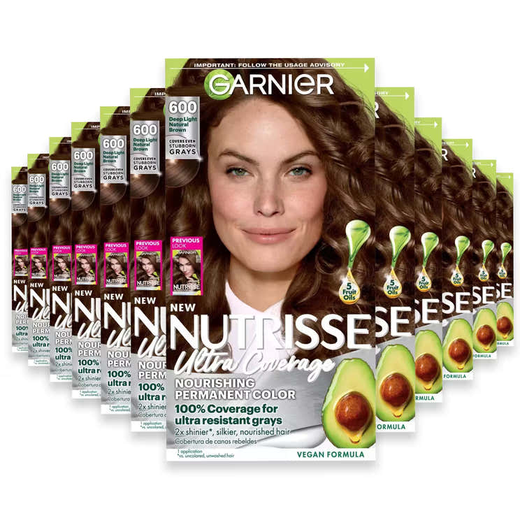 Garnier Nutrisse Ultra Coverage Permanent Hair Color Kit, #600 Ultimate Light Natural Brown - 12 Pack | Garnier - Pre Order