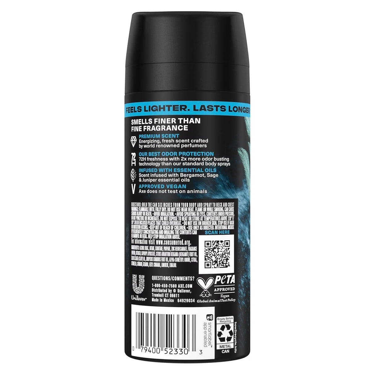 AXE Aqua Bergamot Premium Body Spray - 2.9oz - 12 Pack - travel size -