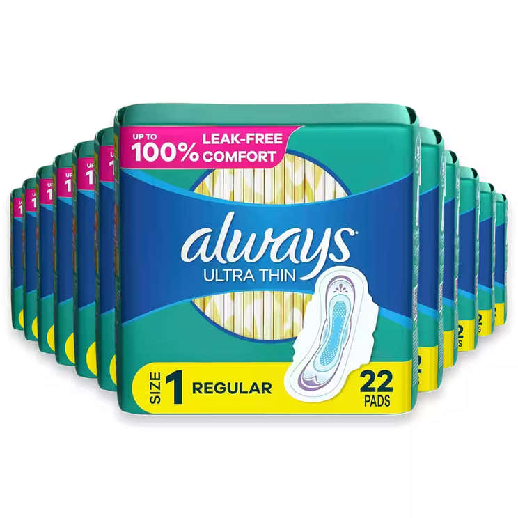 Always Ultra Thin Pads with Wings, Size 1  22 Ct – 12 Pack | Always - Pre Order