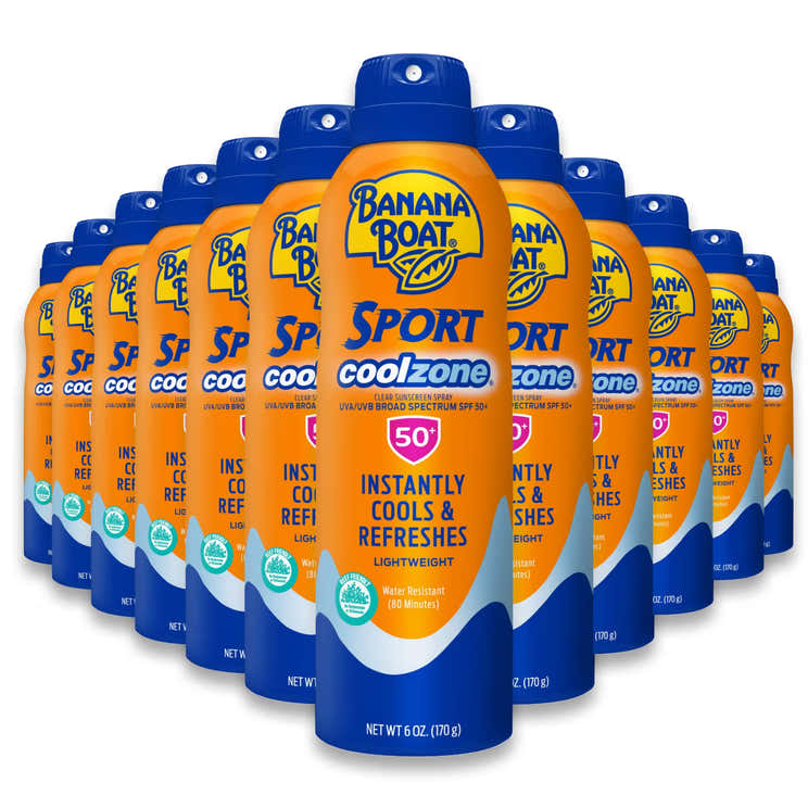 Banana Boat Sport CoolZone Sunscreen Spray SPF50 - 6oz - 12 Pack | Banana Boat - Pre Order
