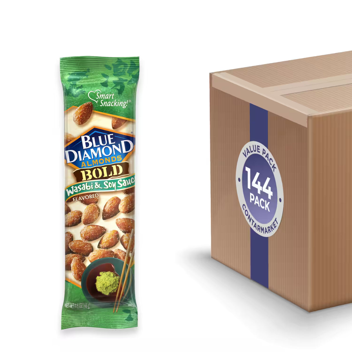 Blue Diamond Almonds Wasabi & Soy Sauce, 1.5 oz - 144 Pack
