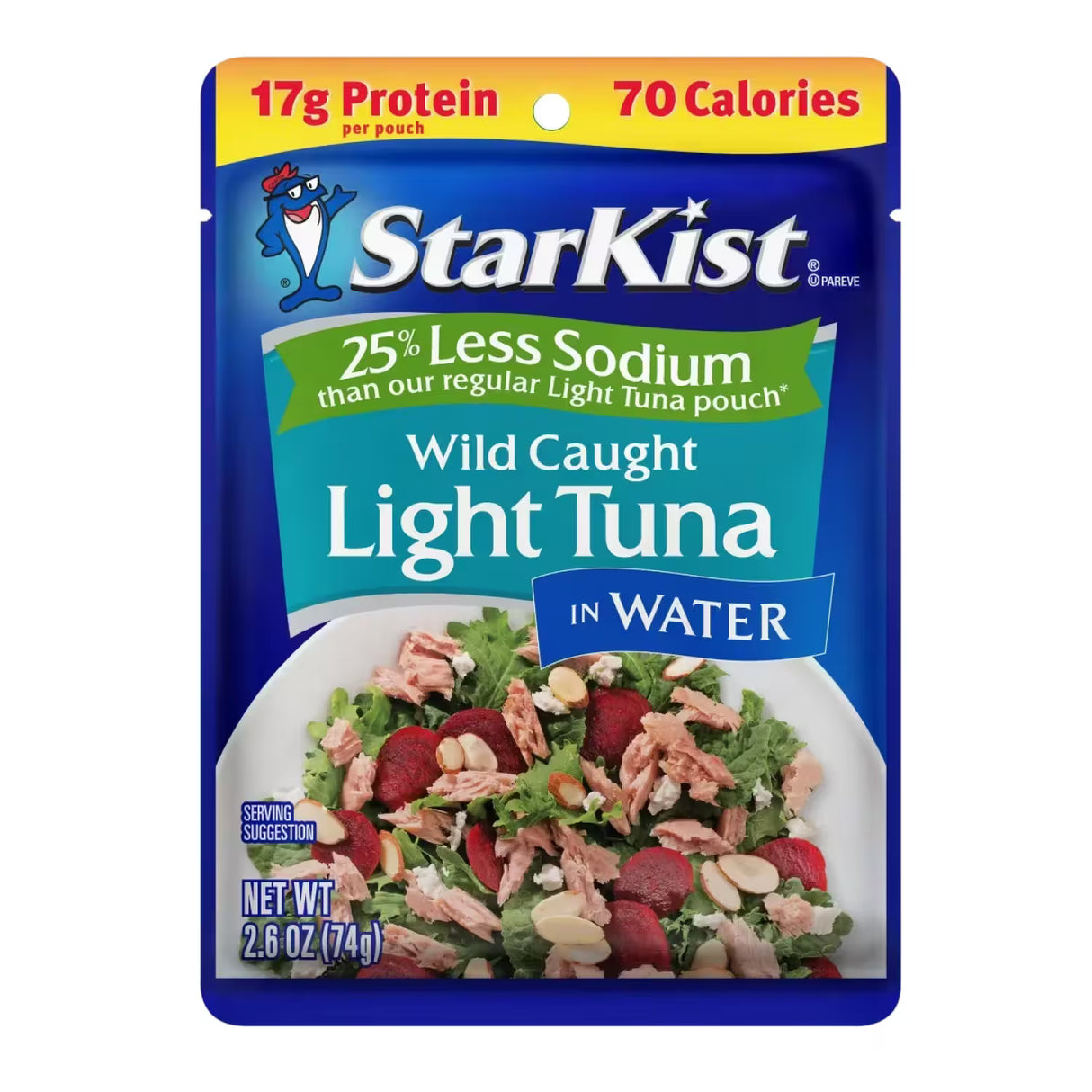 StarKist Reduced Sodium Chunk Light Tuna in Water Pouch – 2.6 oz – 24 Pack