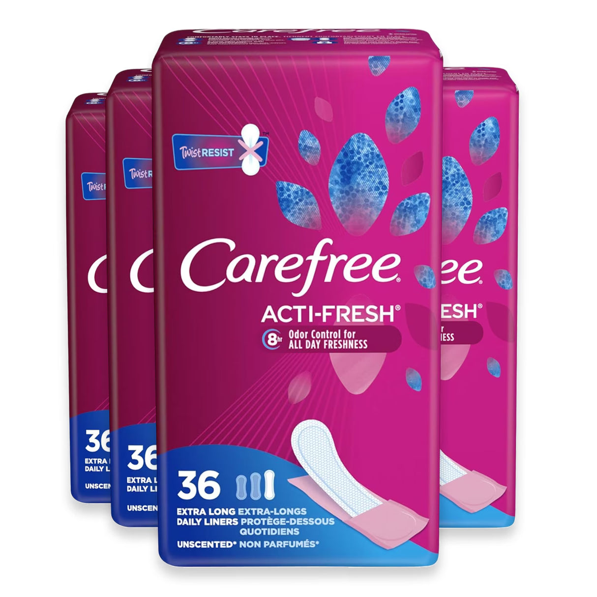 Carefree Extra Long Unscented Panty Liners - 36 Ct - 4 Pack