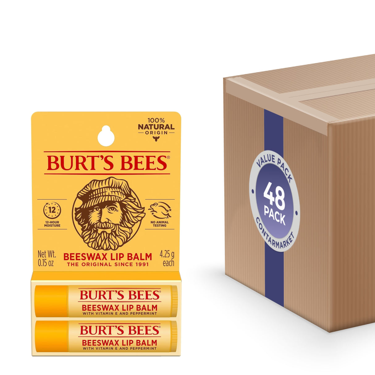 Burt’s Bees Beeswax Lip Balm, 0.15oz - 2ct - 48 Pack