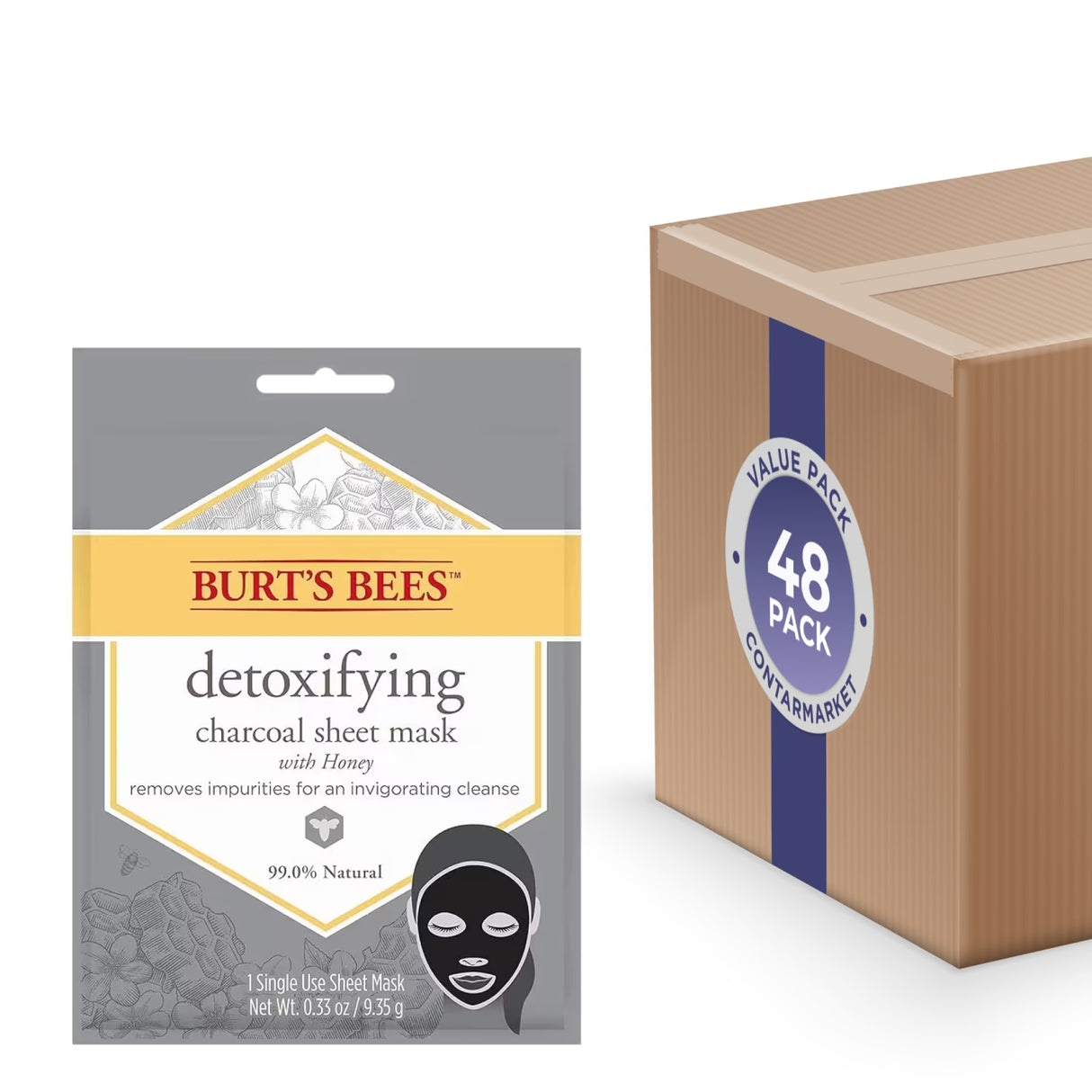 Burt's Bees Detoxifying Charcoal Sheet Mask – Single Use – 48 Pack