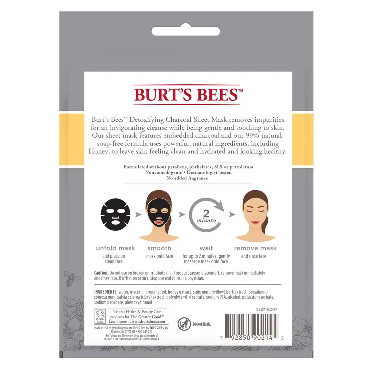 Burt's Bees Detoxifying Charcoal Sheet Mask – Single Use – 48 Pack