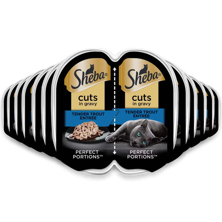 Sheba Perfect Portions Wet Cat Food Cuts in Gravy Tender Trout Entrée 2.6 oz - 12 Pack | Sheba - Pre Order