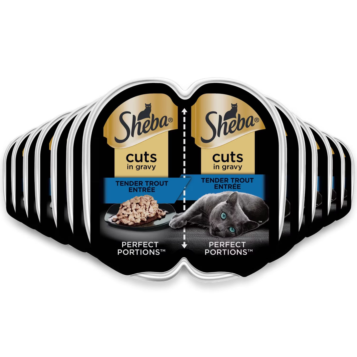 Sheba Perfect Portions Wet Cat Food Cuts in Gravy Tender Trout Entrée 2.6 oz - 12 Pack