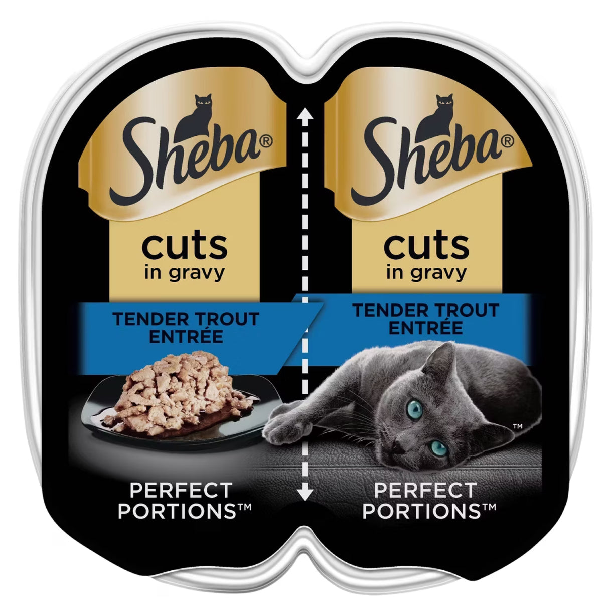 Sheba Perfect Portions Wet Cat Food Cuts in Gravy Tender Trout Entrée 2.6 oz - 12 Pack