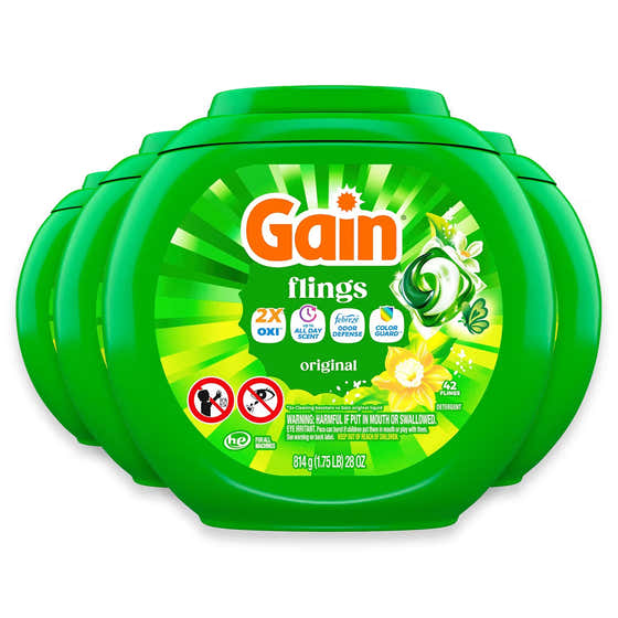 Gain Flings Original 4-in-1 Odor Defense Laundry Detergent Pacs - 42 Ct - 4 Pack | Gain - Laundry