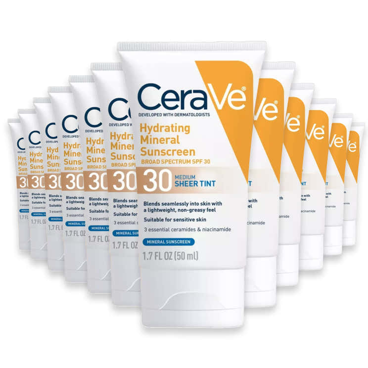 CeraVe Hydrating Mineral Sunscreen Sheer Tint, SPF 30 - 1.7 oz - 24 Pack | CeraVe - Pre Order