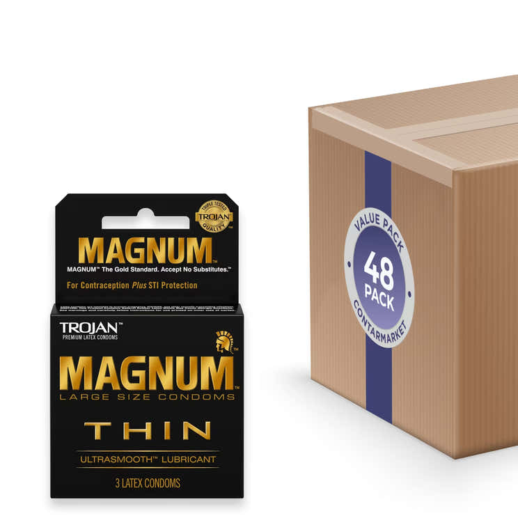 Trojan Magnum Thin Lubricated Condoms, 3 Ct - 48 Pack | TROJAN - Pre Order