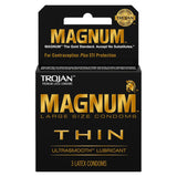 Trojan Magnum Thin Lubricated Condoms, 3 Ct - 48 Pack
