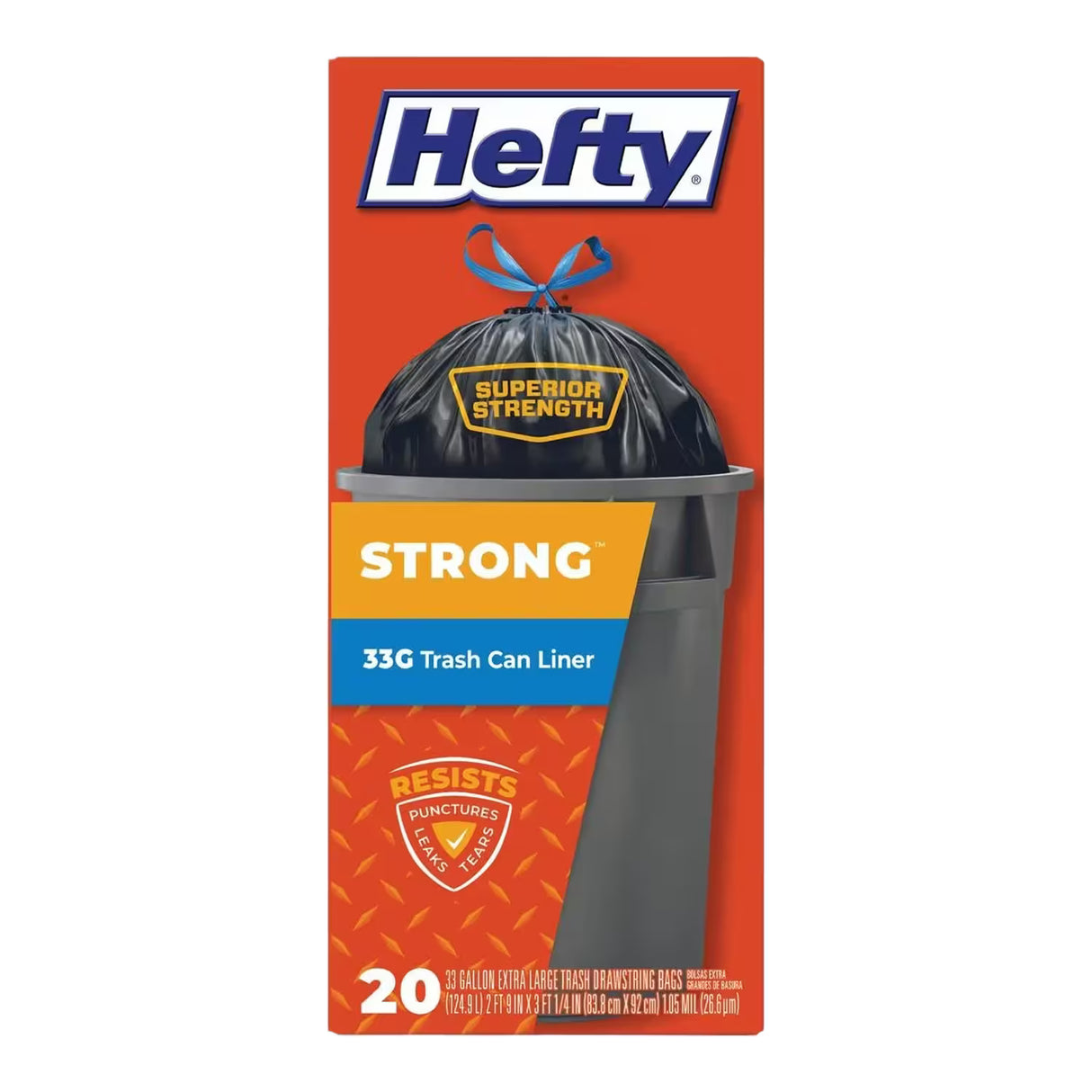 Hefty Cinch Sak Large Trash Bags 33 Gallon – 20 Count – 6 Pack