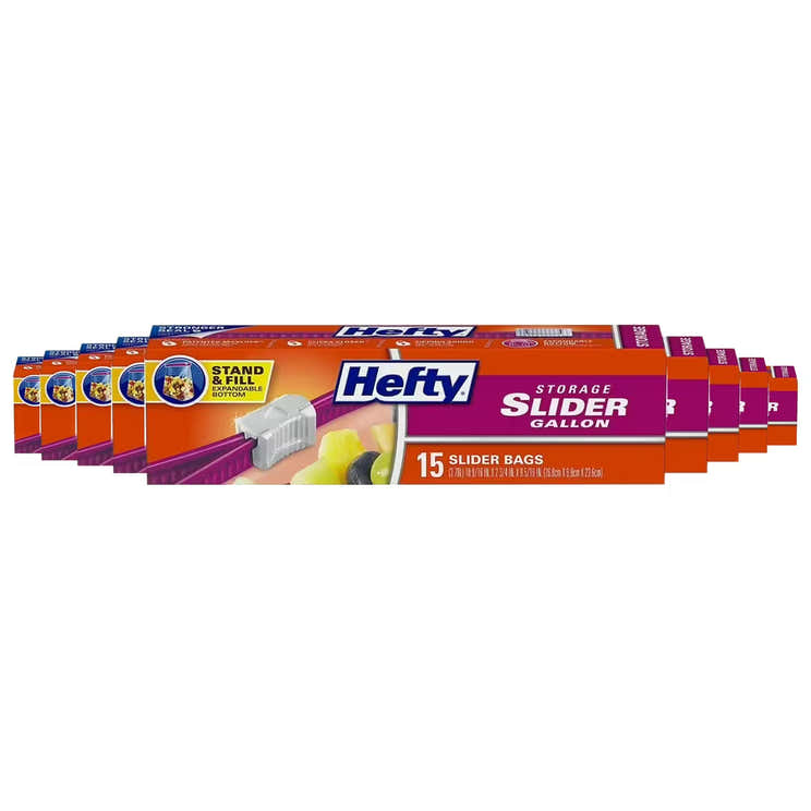 Hefty Slider Storage Bags Gallon Size – 15 Count – 9 Pack | Hefty - Pre Order