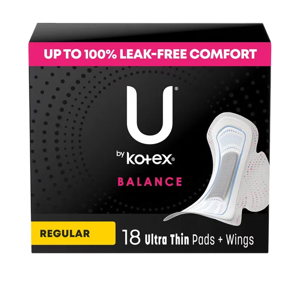 U by Kotex Balance Ultra Thin Maxi Pads with Wings - 18 Ct - 6 Pack