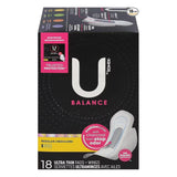 U by Kotex Balance Ultra Thin Maxi Pads with Wings - 18 Ct - 6 Pack