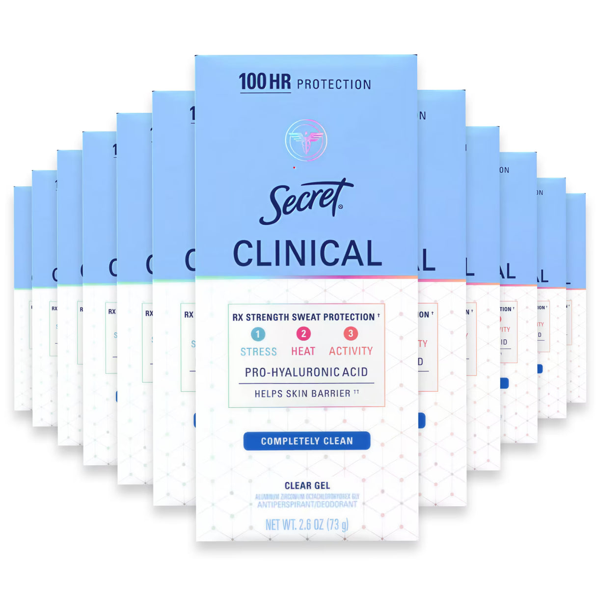 Secret Clinical Strength Antiperspirant & Deodorant Clear Gel, Clean Scent, 2.6 oz - 12 Pack
