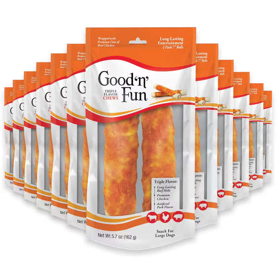 DreamBone Triple Flavor 7 Inch Bones 2 Ct – 5.7 oz – 30 Pack | Good 'n' Fun - Pet Supplies