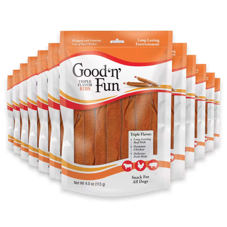 Good 'n' Fun Pork, Beef &amp; Chicken Sticks – 4 oz – 36 Pack | Good 'n' Fun - Pre Order