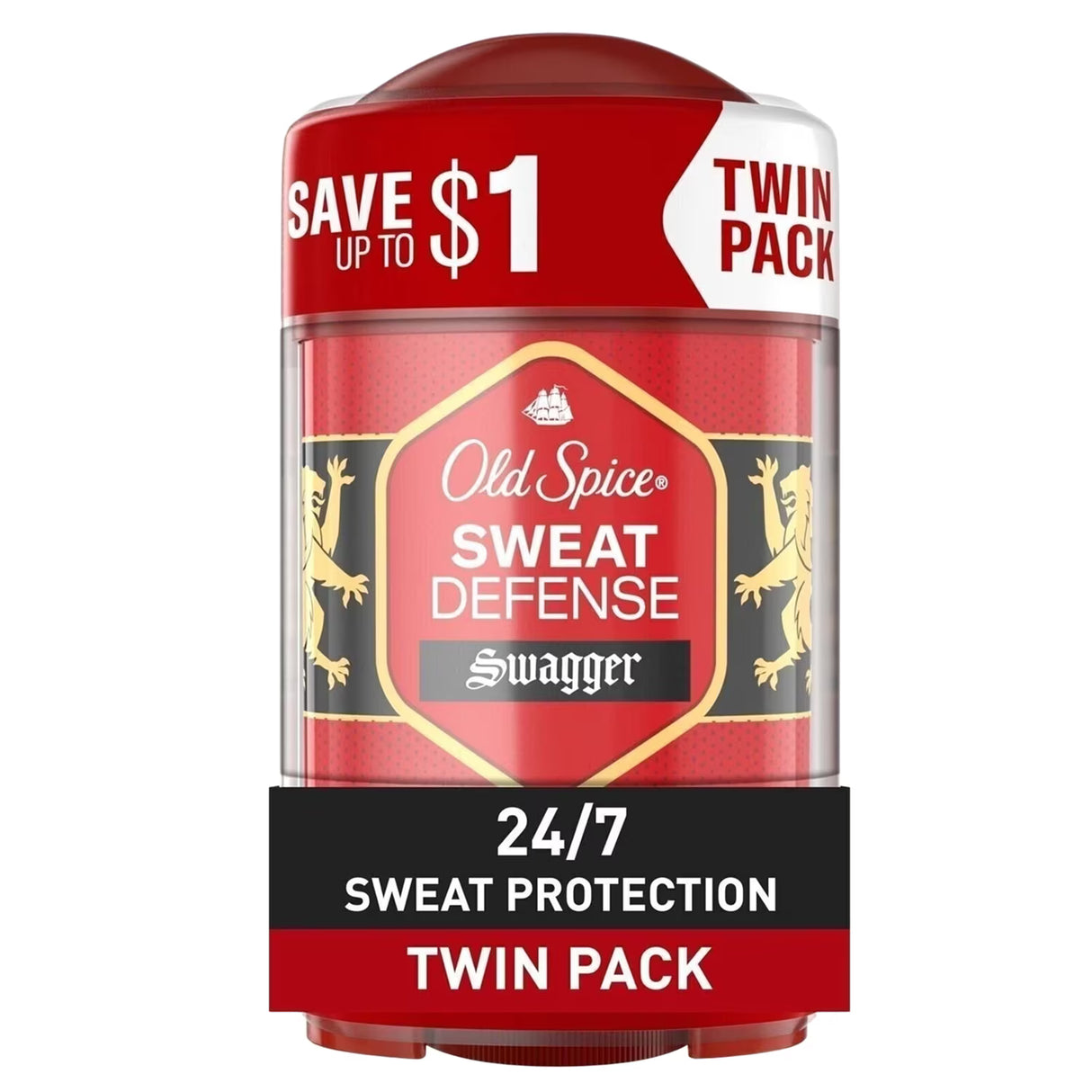 Old Spice Sweat Defense Swagger Soft Solid Antiperspirant Deodorant, 2.6 oz - Twin Pack - 6 Pack