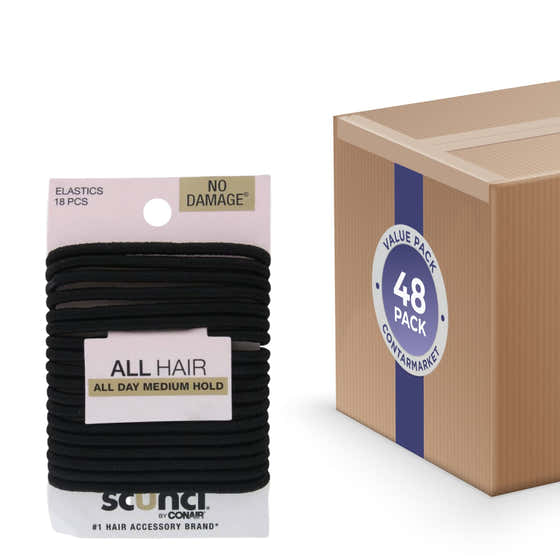 Scunci - Comfortable All Day Medium Hold, Black 18 ct - 48 Pack | Scunci - Apparel &amp; Accessories