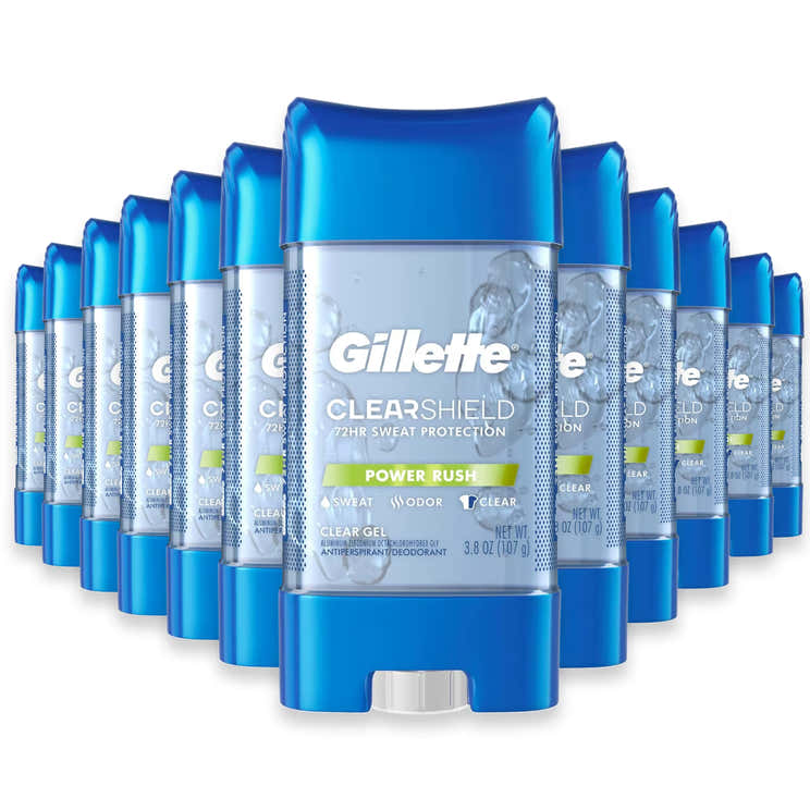 Gillette Clear Gel Antiperspirant Deodorant, Power Rush, 3.8 oz - 12 Pack | Gillette - Pre Order