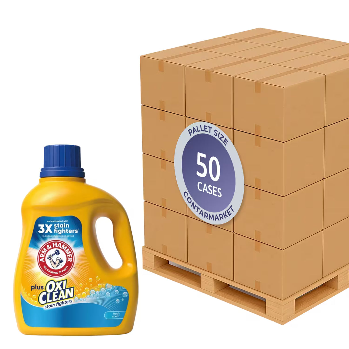 Arm & Hammer Plus OxiClean Stain Fighters Liquid Laundry Detergent – 100.5 fl oz – 4 Pack - 50 Cases Pallet