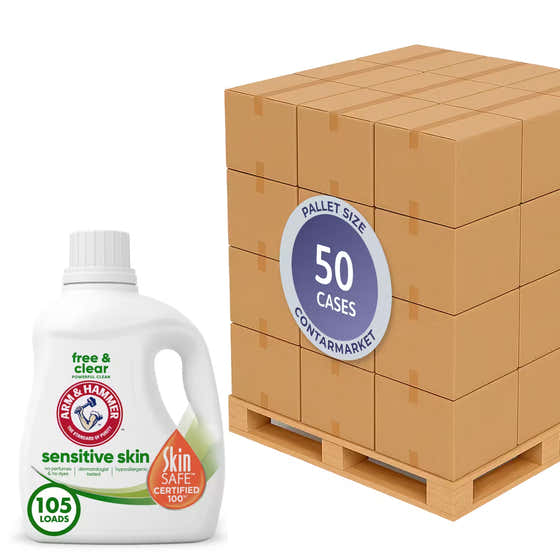 Arm &amp; Hammer Sensitive Skin Free &amp; Clear Liquid Laundry Detergent – 105 fl oz – 4 Pack - 50 Cases pallet | Arm &am...