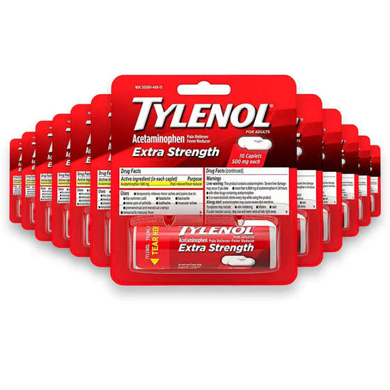 Tylenol Caplets Extra Strength, 10 Ct - 12 Pack | Tylenol - Seasonal