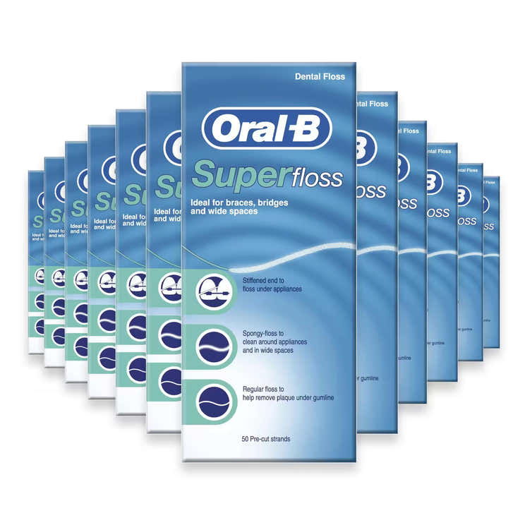 Oral-B Super Floss Pre-Cut Strands Mint – 50 Count – 24 Pack | Oral B - Pre Order