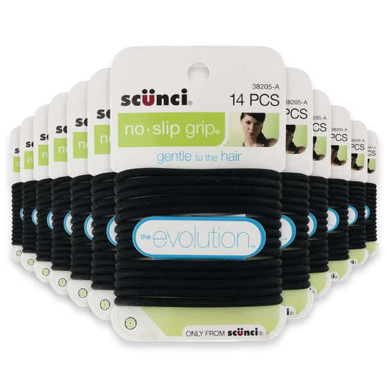 Scünci No-Slip Evolution Wide Band Hair Elastics – 14 Count – 48 Pack | Scunci - Clothing Accesories