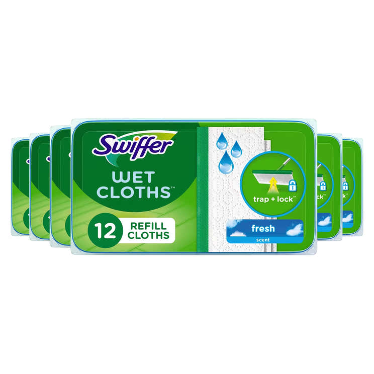 Swiffer Wet Mopping Cloth Refills 12 Ct - 6 Pack Case | Swiffer - Pre Order