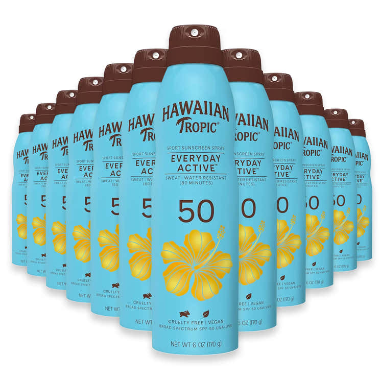 Hawaiian Tropic Island Sport Sunscreen Spray SPF50, 6oz - 12 Pack | Hawaiian Tropic - Pre Order