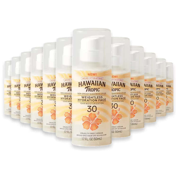 Hawaiian Tropic Hydrating Face Sunscreen Lotion SPF 30 – 1.7 oz – 12 Pack | Hawaiian Tropic - Pre Order