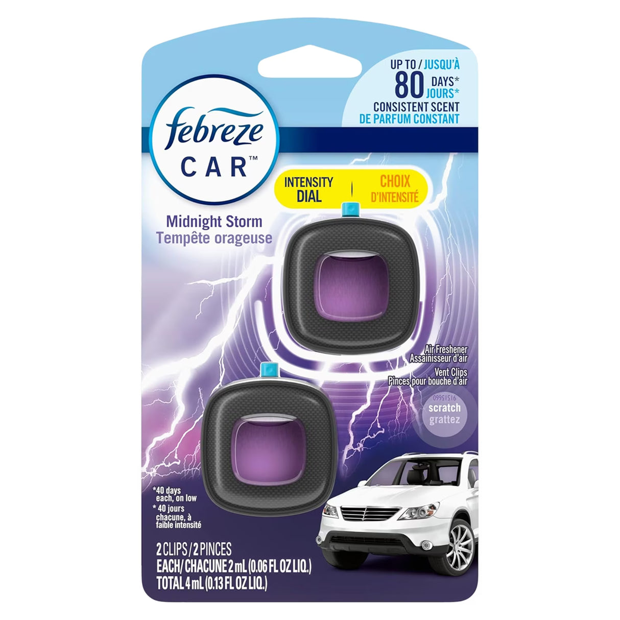 Febreze Car Vent Clips Midnight Storm, 2ct - 8 Pack