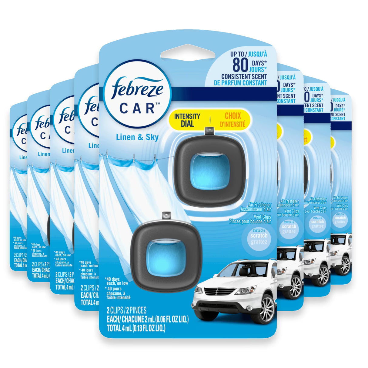 Febreze Car Vent Clips Linen & Sky, 2ct - 8 Pack