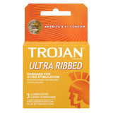 Trojan Lubricated Condoms, Ultra Ribbed, 3 Ct - 48 Pack