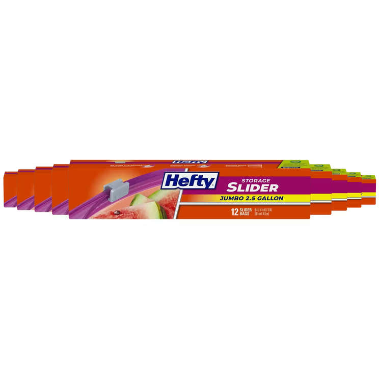 Hefty Slider Jumbo Storage Bags 2.5 Gallon – 12 Count – 9 Pack | Hefty - Pre Order