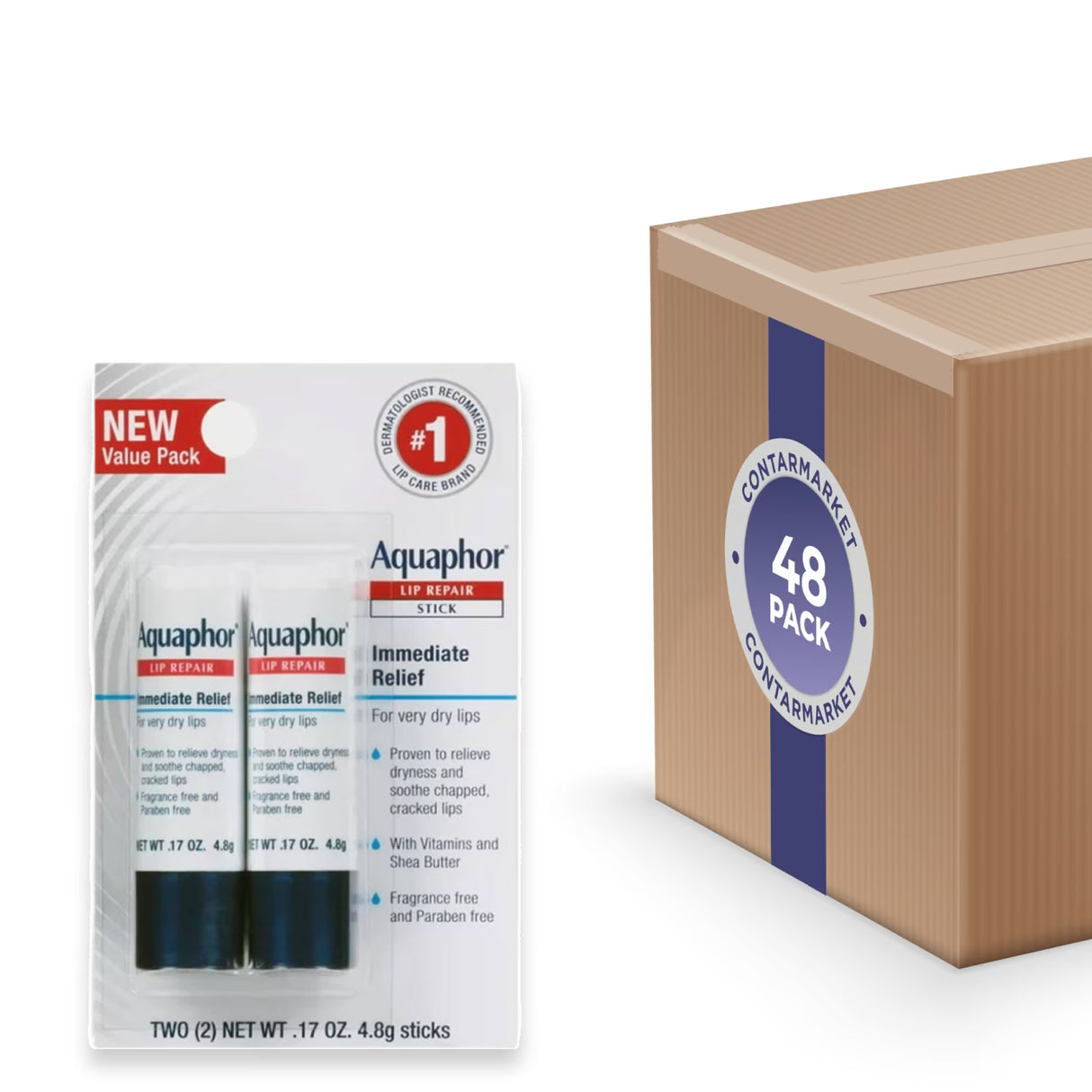 Aquaphor - Lip Repair Stick, Twin Pack -  0.17 Oz- 48 Pack