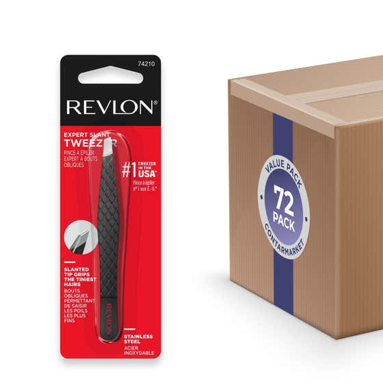 Revlon Stainless Steel Slant Tip Tweezers - 72 Pack | Revlon - Makeup Wholesale