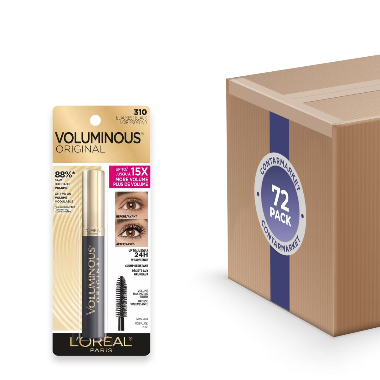 L’Oréal Paris Voluminous Original Washable Mascara, 310 Blackest Black - 72 Pack