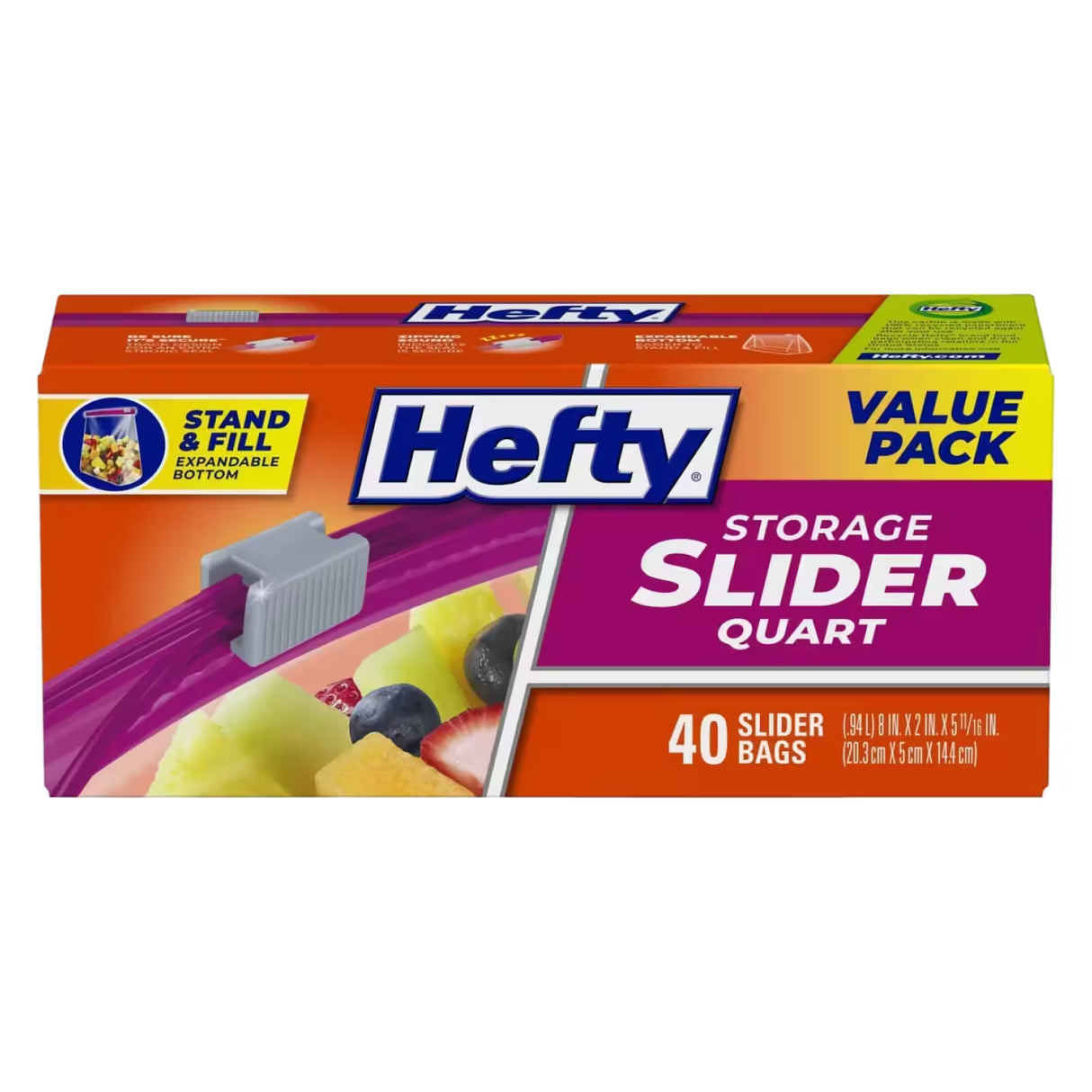 Hefty Slider Storage Bags Quart Size – 40 Count – 9 Pack