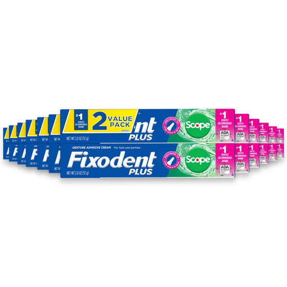 Fixodent Plus Scope Denture Adhesive Cream, Twin Pack - 2 oz - 12 Pack | Fixodent - Oral Care Wholesale