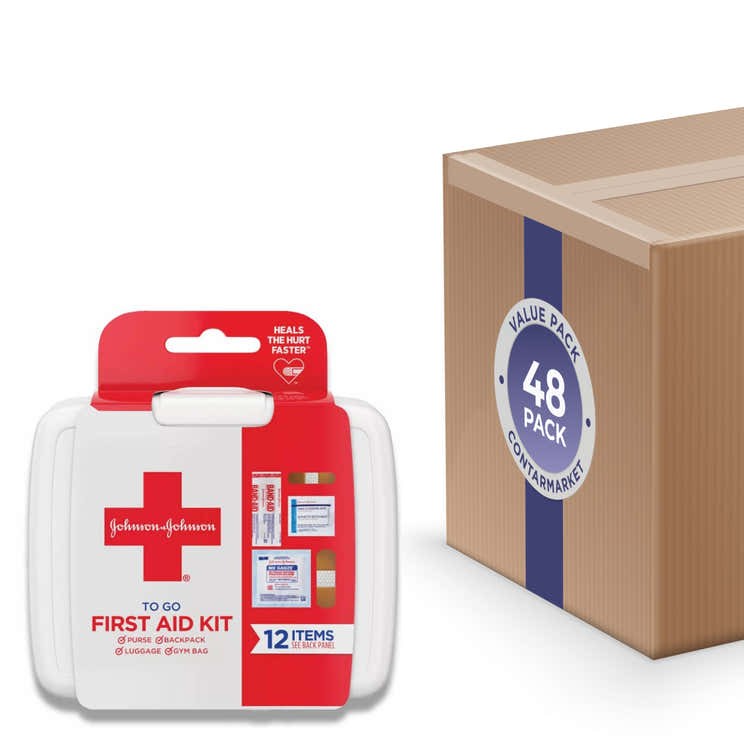 Johnson &amp; Johnson - Red Cross, 12-Piece Mini First Aid To Go Kit - 48 Pack | Johnson &amp; Johnson - Pre Order